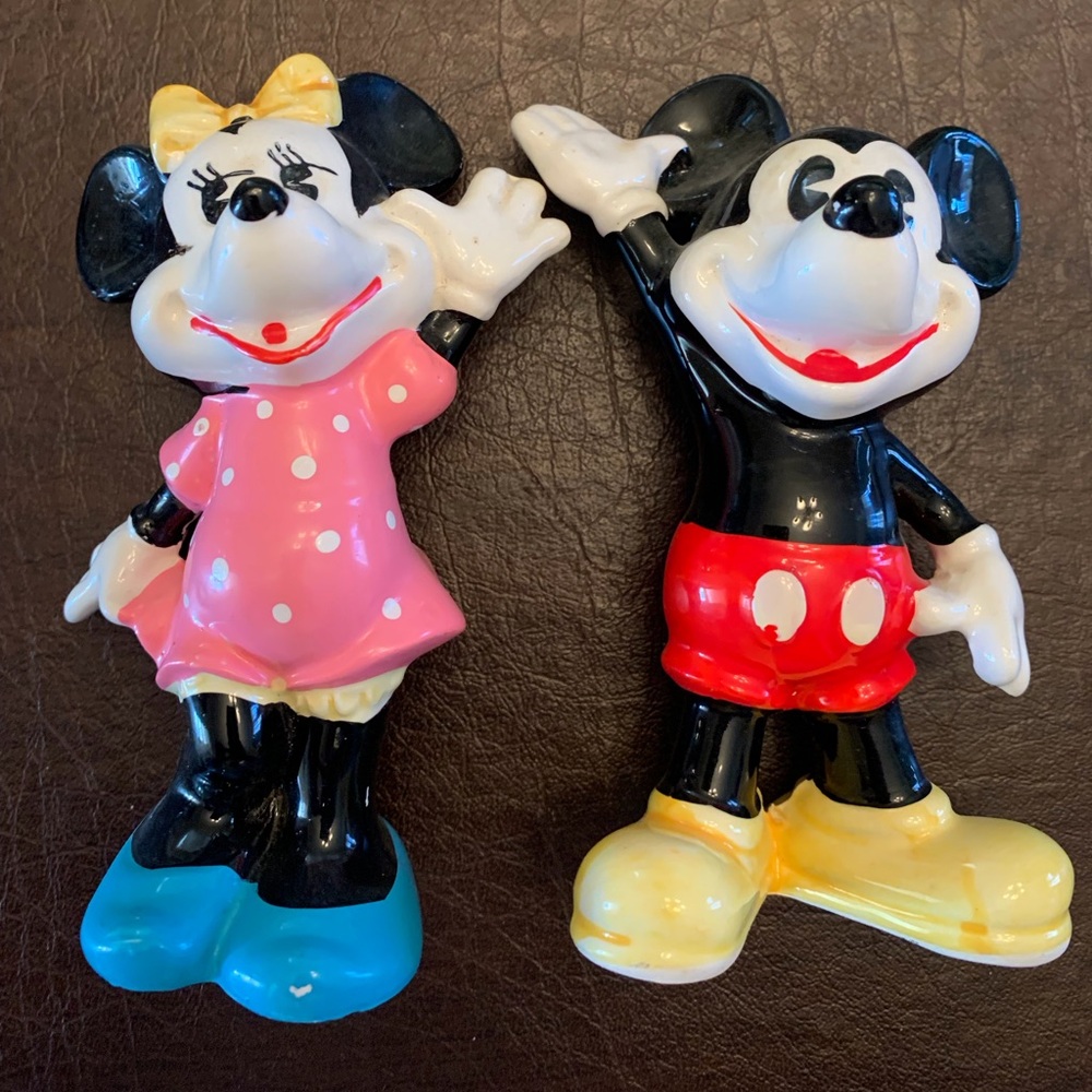 Disney Mickey and Minnie Mouse Figurines - Black, Red, Pink